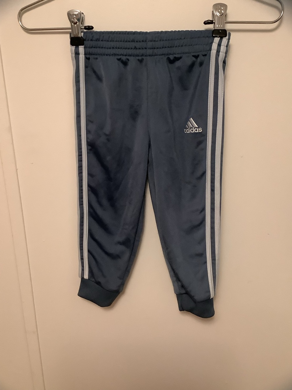 adidas Kids Slate Blue Joggers with Light Blue Stripes